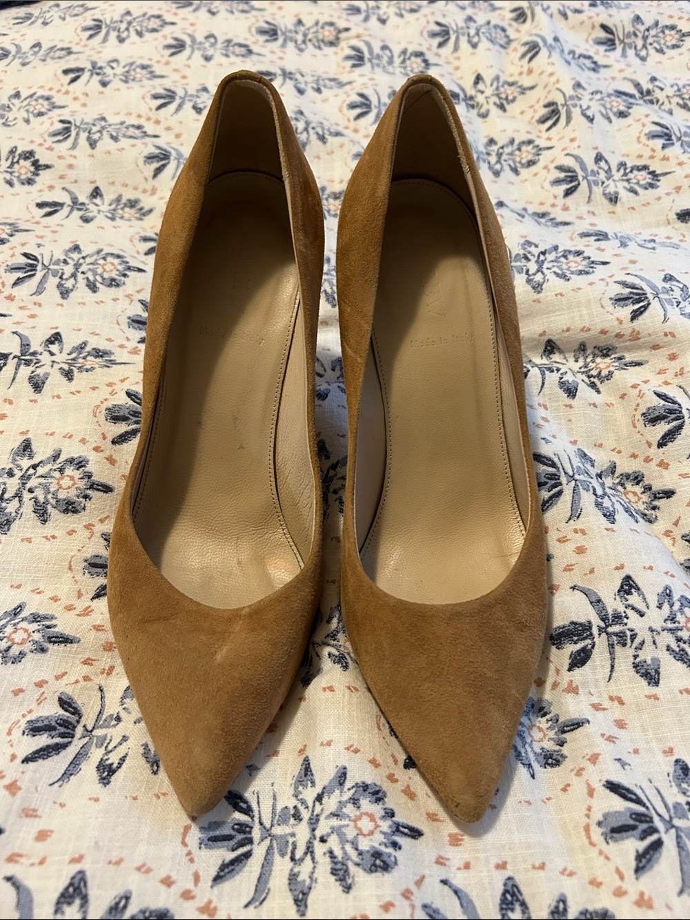 J. Crew Pointed-Toe Suede Pumps in Tan